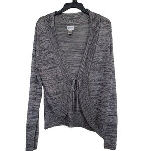 Chico’s Sz 3(XL) Silver Sparkle Tie Front Cardigan